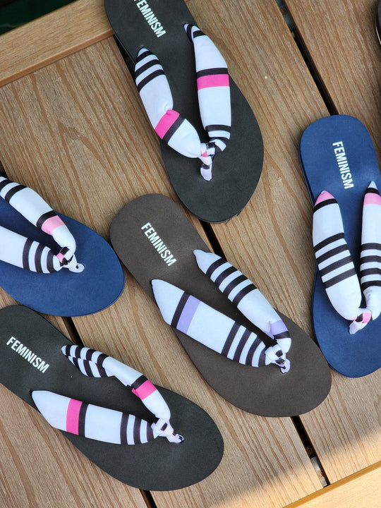 Stripes Print Women's Flip Flops | Lightweight Casual Sandals