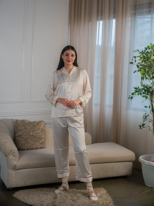Feminism Women’s Peony Silk Longsleeve Pajama Set