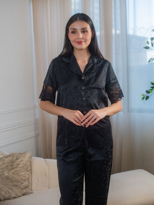 FEMINISM ORCHID SILK SHORTSLEEVE PAJAMA SET