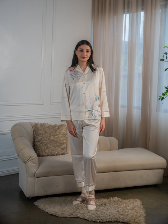 Feminism Women’s Peony Silk Longsleeve Pajama Set
