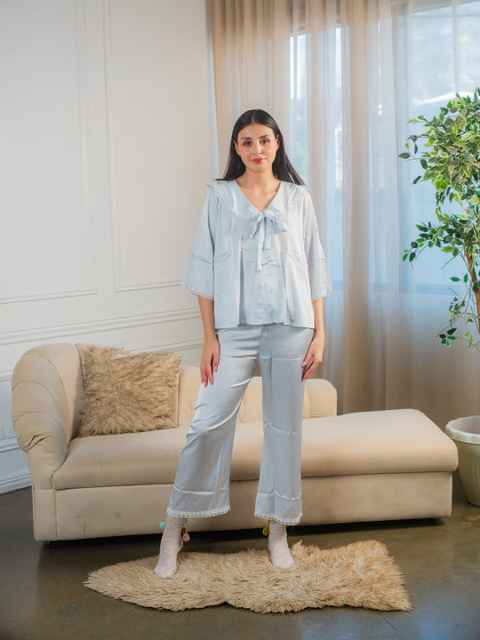 FEMINISM Plumeria SILK SHORTSLEEVE PAJAMA SET