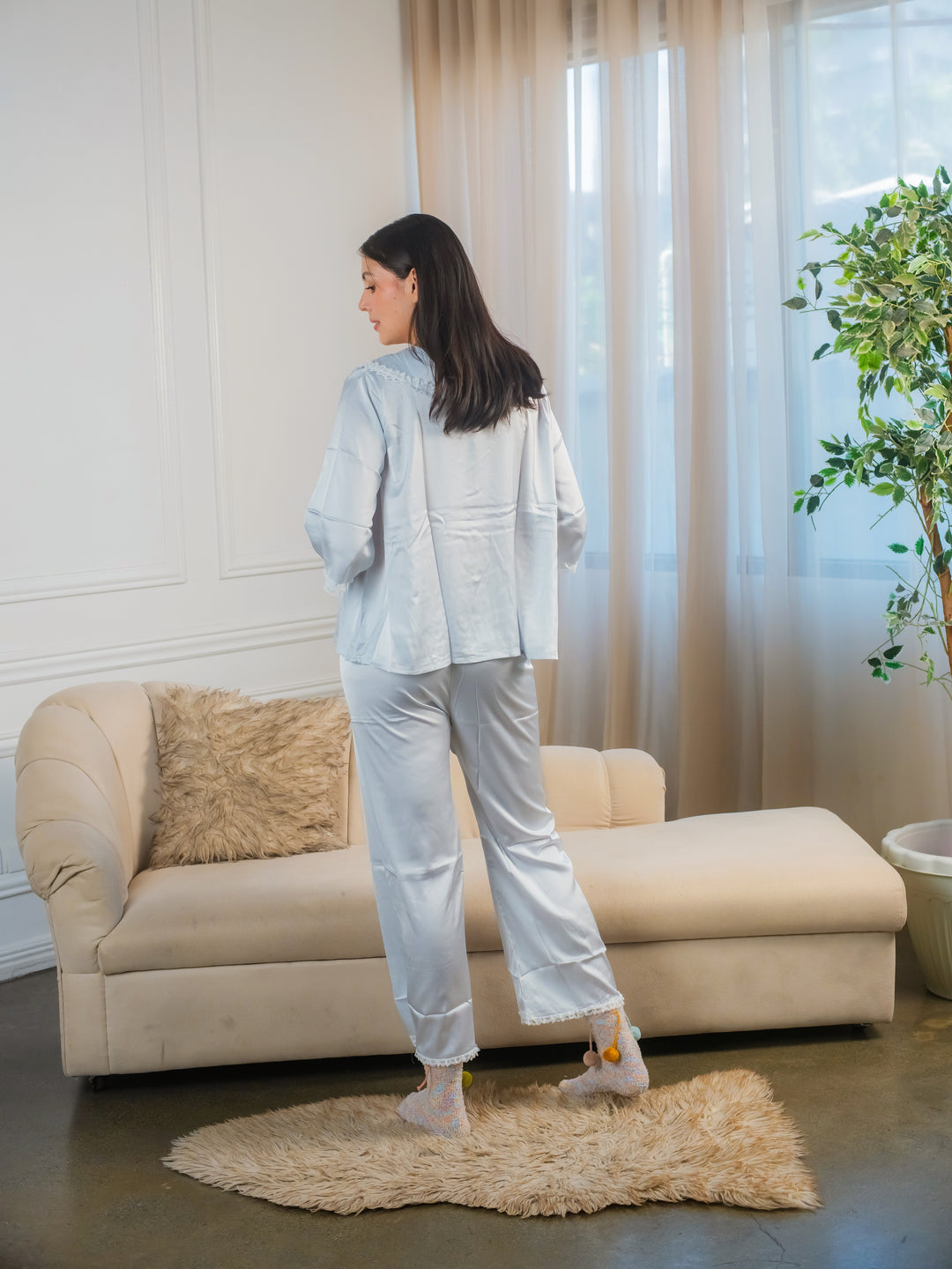 FEMINISM Plumeria SILK SHORTSLEEVE PAJAMA SET