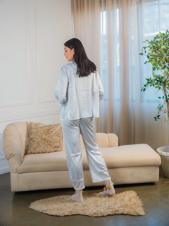 FEMINISM Plumeria SILK SHORTSLEEVE PAJAMA SET