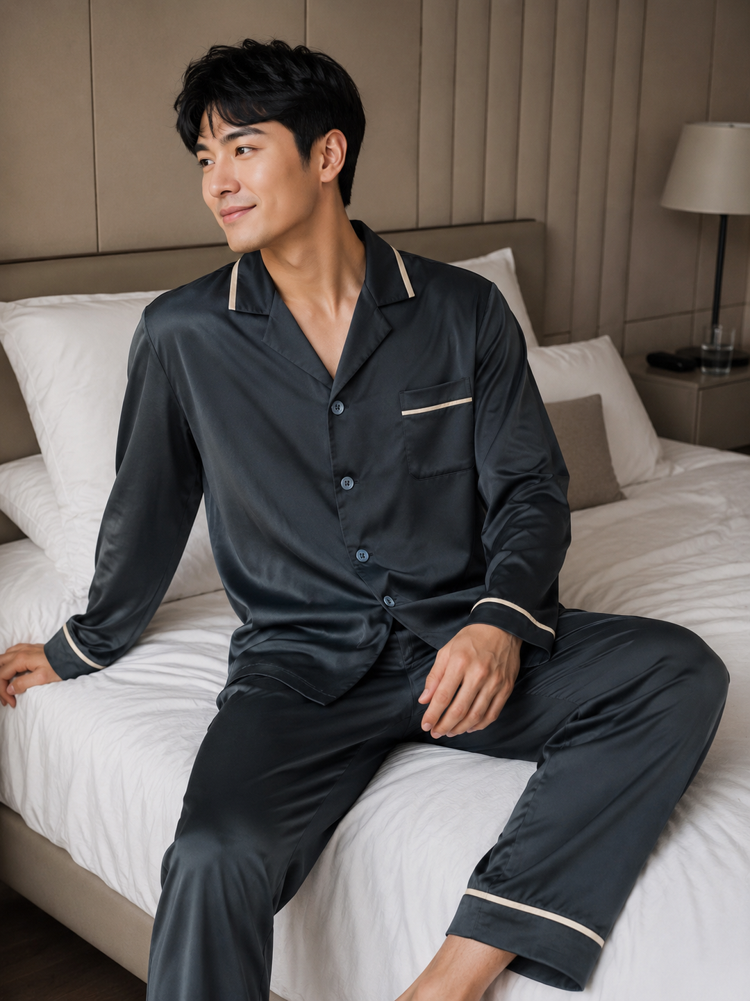 Theodore Men's silk longsleeve PJ set