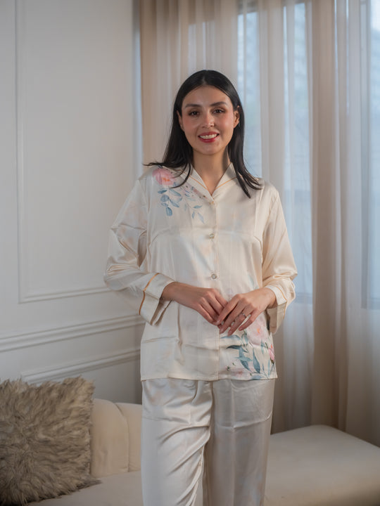 Feminism Women’s Peony Silk Longsleeve Pajama Set