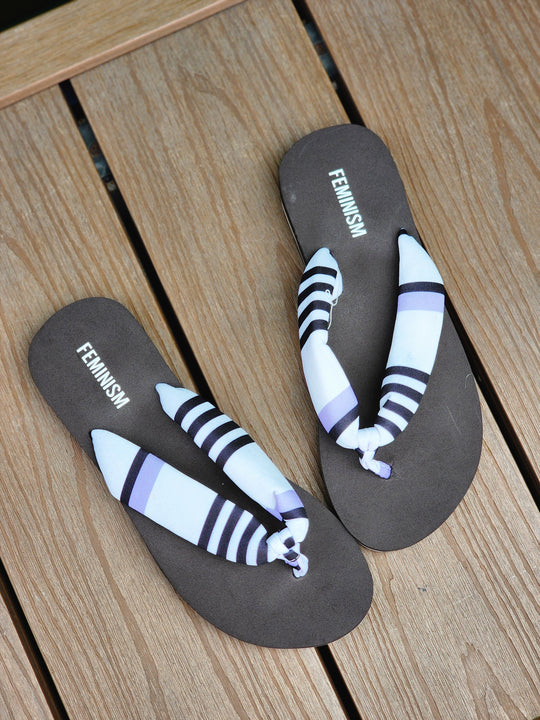 Stripes Print Women's Flip Flops | Lightweight Casual Sandals