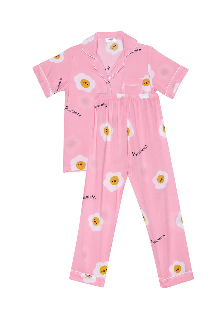 a pink pajama set sleepwear for kids