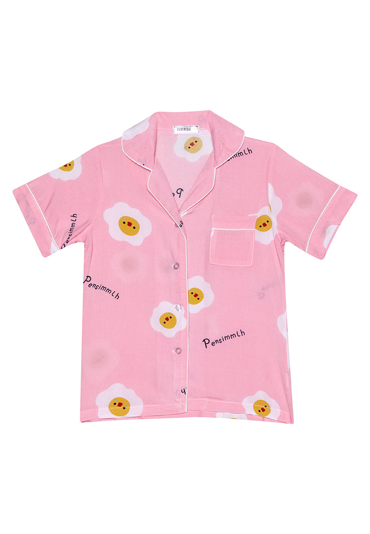 a pink short sleeve sleepwear for kids