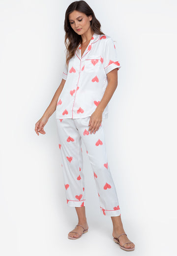Eve white Silk Short sleeve Pajama set