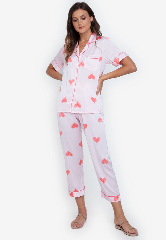 Eve Pink Silk Shortsleeve Pajama set