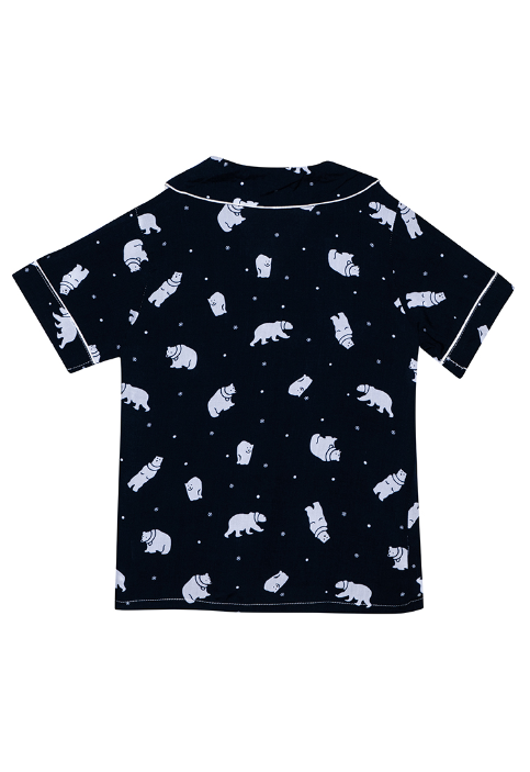 a dark blue with print short sleeve sleepwear for kids