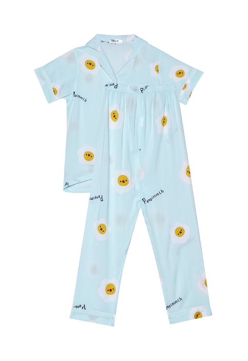 a blue pajama set sleepwear for kids